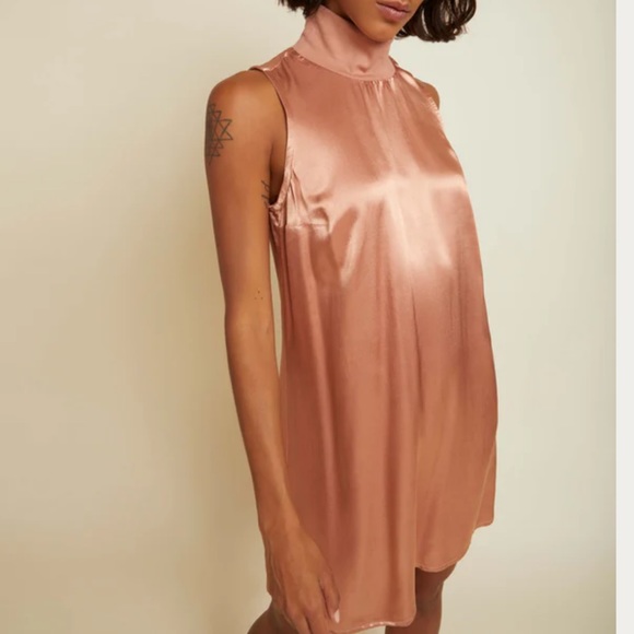 NWT NATION LTD Jett Mock Neck Satin Dress in Bisou - Size Small - Picture 3 of 8